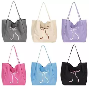 #L Женская сумка-тоут с бантом Простая сумка для покупок Холст Элегантная сумка для улицы Tra серый