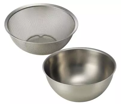 La Base Tsubame Sanjo Круглая миска-дуршлаг из нержавеющей стали, средний набор из 2 предметов, сделано в Японии la base Yoko Arimoto & LB-9354 серебряный