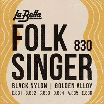 La Bella 830 Golden ball end Folksinger/Black Nylon+Polished Alloy/with