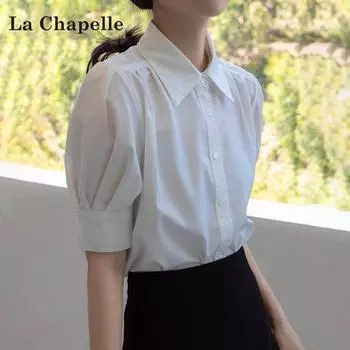 La Chabell French Style V-neck Short-Sleeved Shirt Women s Summer 2025 New Arrival Work Clothing Interview Occupation Formal Top