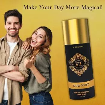 La French Oud Nuit Deo 150ML Дезодорант | Дезодорант для мужчин и женщин | Сверхдлительная емкость | EDP-спрей для тела (1) 150*1