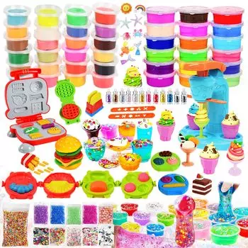 La Gacela Clay Slime Toy 2IN1 42 Pieces Clay Wheat Clay Ice Cream Soft Serve Hamburger Ramen Clay Play Push Mold Clay Tools Store Store Ice Cream красный