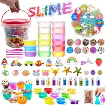 La Gacela Slime Crystal 12 Fishbowl Fruit Foam Handmade Stress Elementary School Girls Christmas DIY Slime Kit Kit, Clay, Bottles, Sequins, Bisins,