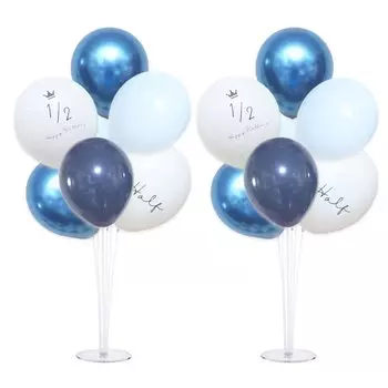 La Kissa Half Birthday Balloon Stand Balloon Set Birthday Decoration Floor Balloon Holder Boys Girls Dull Metal MIX 2 Set Stands Balloons Blue (2 +