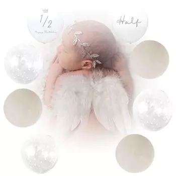 La Kissa Half Birthday Украшение для мальчиков и девочек Крылья ангела Детский воздушный шар Перо Повязка на голову Спящий Арт Милый ангел (Звездный серый)