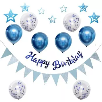 La Kissa Набор для украшения дня рождения Воздушные шары С ДНЕМ РОЖДЕНИЯ Выбор цветов Воздушные шары для украшения для мальчиков и девочек (День рождения, Синий)
