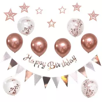 La Kissa Набор для украшения дня рождения Воздушные шары С ДНЕМ РОЖДЕНИЯ Выбор цветов Воздушные шары для украшения для мальчиков и девочек Роза (День рождения, Золото)