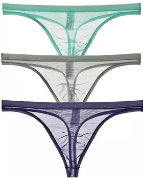 La Micro Mesh Pants Sexy 3 Piece Set 3 Piece Set [Heureux Joie] T-back Men s See-Through (XXL, B)