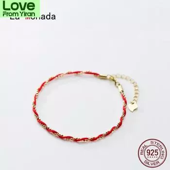 La Monada красная нить для рук, ювелирные изделия из стерлингового серебра 925 пробы, браслеты для женщин, красная веревочная нить, серебряный браслет, женское золото 925 пробы золотой