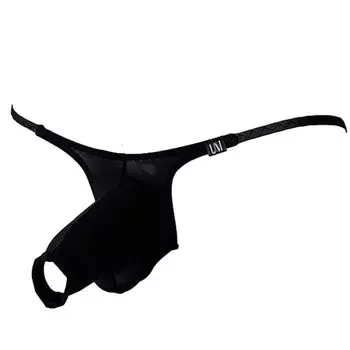 La Opening design on the front Open Front Elephant Half Back Briefs Underwear Sexy Innerwear Pants Black [Heureux Joie] T-back Men s Men s (JP,