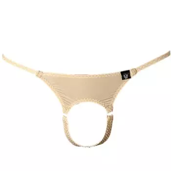 La Opening Design Open Front Pants Sexy Lingerie Inner Underwear [Heureux Joie] T-back Men s Men s (JP, Alphabet, L, BEIGE)