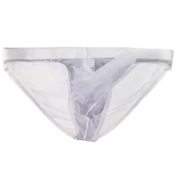 La Прозрачное сексуальное нижнее белье Трусы из микросетки Нижнее белье Трусы-слоны [Heureux Joie] Мужские прозрачные мужские (XL, БЕЛЫЙ)