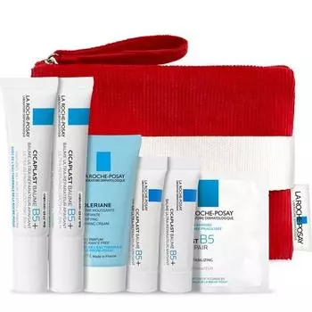 La Roche-Posay Dermo Holiday Skin Care 6 шт + набор праздничной косметички, 1 комплект