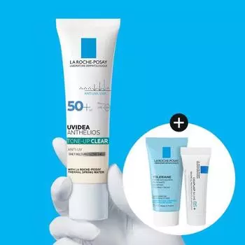 La Roche-Posay Uvidea Anthelios Tone-Up Clear 30 мл специальный (+Пенка Толериан 15мл + Бальзам Цика 3мл), корейский солнцезащитный крем Uvidea Tone Up Clear Single Item