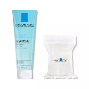 La RochePosay Toleriane Очищающий пенящийся крем для умывания 125 мл + Веганские ватные диски 30 шт. — 1 набор