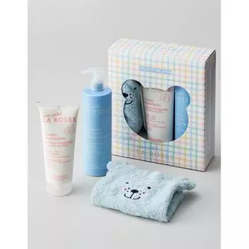 La Rose Mont Petit La Rose Детский увлажняющий душ подарочный набор из 2 предметов для мытья головы до пят + крем для лица и тела + банное полотенце в виде медведя Бесплатная сумка для покупок