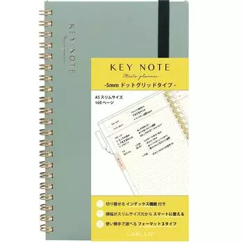 Lab Clip Notebook A5 Slim Dot Graph Meets Planner Keynote Moss Green MTNT02-MG