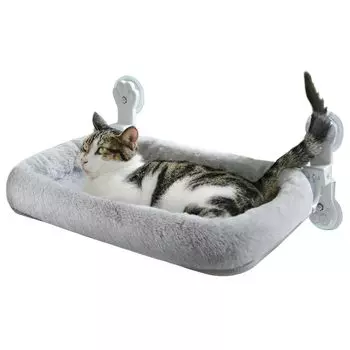 LAB Лежак для кошек с присоской и окном, крепится с помощью мощных присосок. Гамак для окна. Можно сложить, и нет проблем с открытием и закрытием штор.