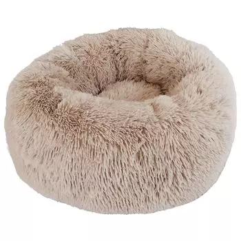 LAB Моющаяся кошачья кровать, которая нежно окутывает вас пушистой подушкой в виде пончика для маленьких собак [AP Official] [Толстый, материал для домашних животных] Нескользящая (миндально-бежевый,