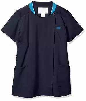 Lab Zip Medical Для легкого надевания и легкого ухода Темно-синий x Темно-синий L [Zip Scrub] Медицинский халат, пальто, скраб, медицинский, трикотаж, женский, эластичный,