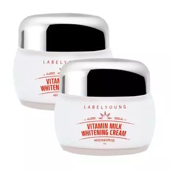Label Young Tone Up + Spot + Freckle Relief/Shocking Vitamin Milk Whitening Cream 1+1/Vita Milk Toning, 55 г, 2 шт.
