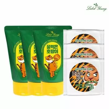 [Label Young] Успокоение кожи + увлажнение + уход за сухой кожей 3 крема Shocking Honey Tiger + 3 мыла Tiger