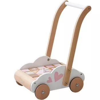 LabelLabel Обучающий детский детский погремушка для строительства деревянный деревянный обучающий резиновый конструктор, обработанный для предотвращения царапин на полу ходунки, тачка,