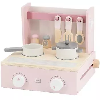 LabelLabel Складная плита Play Kitchen Мини-кухня Деревянный игровой набор Подарок на день рождения Мальчики Девочки Деревянная игрушка (розовый)