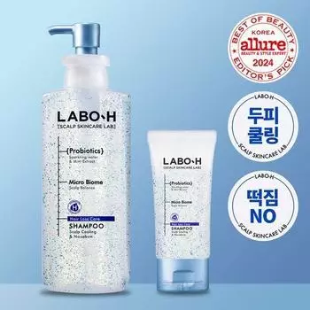 LaboH Охлаждающий шампунь для кожи головы и кожи без кожного сала, облегчение симптомов выпадения волос, 333 мл, специальный (+50 мл бесплатно)