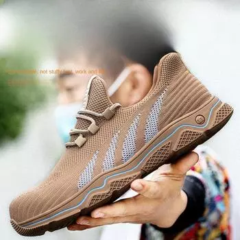 Labor Insurance Shoes, Mesh Fly-woven Lightweight Steel Bag Head, Smash-proof and Puncture-proof Protective Shoes 36