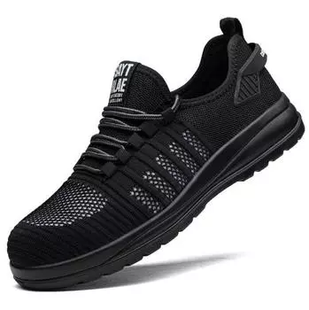 Labor protection shoes anti-crush anti-puncture breathable summer steel-head safe wear-resistant construction site work M1162 36 чёрный
