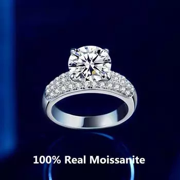 Лабораторное кольцо с муассанитом D, белое золото 18 карат, стерлинговое серебро 925 пробы, кольцо с четырьмя когтями, элитные модные свадебные кольца с драгоценными камнями 5