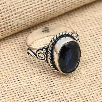 Лабораторное кольцо с синим сапфиром и драгоценным камнем ручной работы из стерлингового серебра 925 пробы для женщин 4 синий