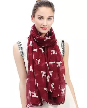 Labrador Retriever Pattern Lightweight Scarf Muffler [Lina & Lily] (Bordeaux)