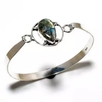 Лабрадорит драгоценный камень 925 посеребренный ювелирный браслет ручной работы браслет-манжета
