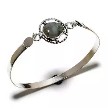 Лабрадорит драгоценный камень 925 посеребренный ювелирный браслет ручной работы браслет-манжета