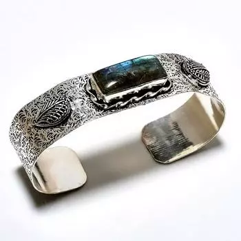 Лабрадорит драгоценный камень 925 посеребренный ювелирный браслет ручной работы браслет-манжета