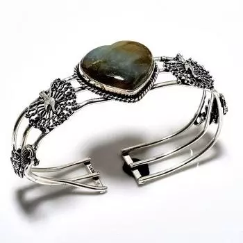 Лабрадорит драгоценный камень 925 посеребренный ювелирный браслет ручной работы браслет-манжета