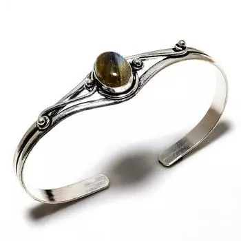 Лабрадорит драгоценный камень 925 посеребренный ювелирный браслет ручной работы браслет-манжета