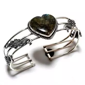 Лабрадорит драгоценный камень 925 посеребренный ювелирный браслет ручной работы браслет-манжета