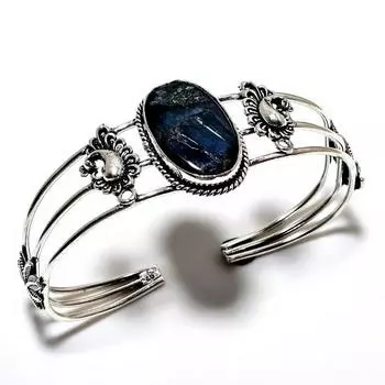 Лабрадорит драгоценный камень 925 посеребренный ювелирный браслет ручной работы браслет-манжета