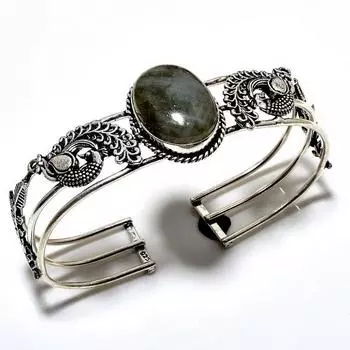 Лабрадорит драгоценный камень 925 посеребренный ювелирный браслет ручной работы браслет-манжета