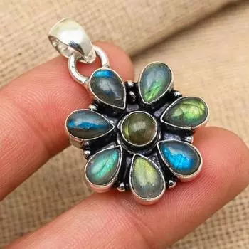 Лабрадорит, драгоценный камень, подвеска из стерлингового серебра 925 пробы ручной работы, ювелирный подарок для нее