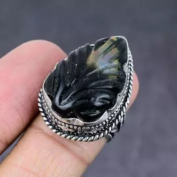 Лабрадорит драгоценный камень ручной работы 925 стерлингового серебра подарочное ювелирное кольцо размер 7 P3r03