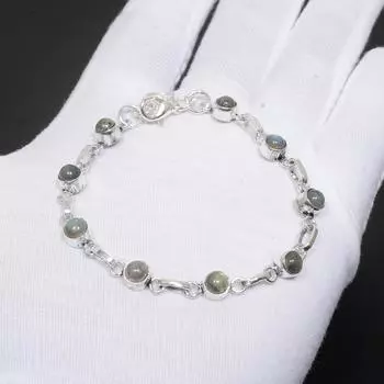 Лабрадорит драгоценный камень ручной работы браслет из стерлингового серебра 925 пробы натуральный лабрадорит драгоценный камень черная радуга ювелирный браслет для подарков 8 розовый