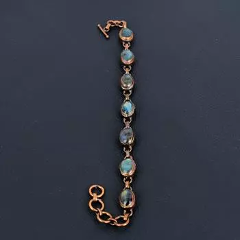 Лабрадорит драгоценный камень ручной работы медь гальванопластика ювелирные изделия красивый браслет для сестры 8 Inches With Adjustable синий