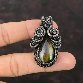 Labradorite Copper Pendant Copper Wire Wrapped Jewelry Handmade Copper Pendant Labradorite Necklace Gift For Women Wrapped Gemstone Jewelry