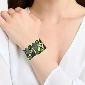 Labradorite Drusy Peridot Gemstone Women s Silver Jewelry Bracelets 7-8