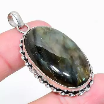 Labradorite Gemstone 925 Sterling Silver Jewelry Pendant 2.01 C9U17 чёрный