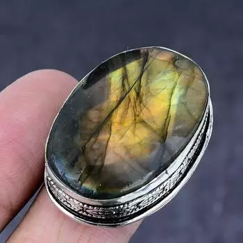 Labradorite Gemstone Handmade 925 Steling Silver Gift Jewelry Ring Size 9 g2G34